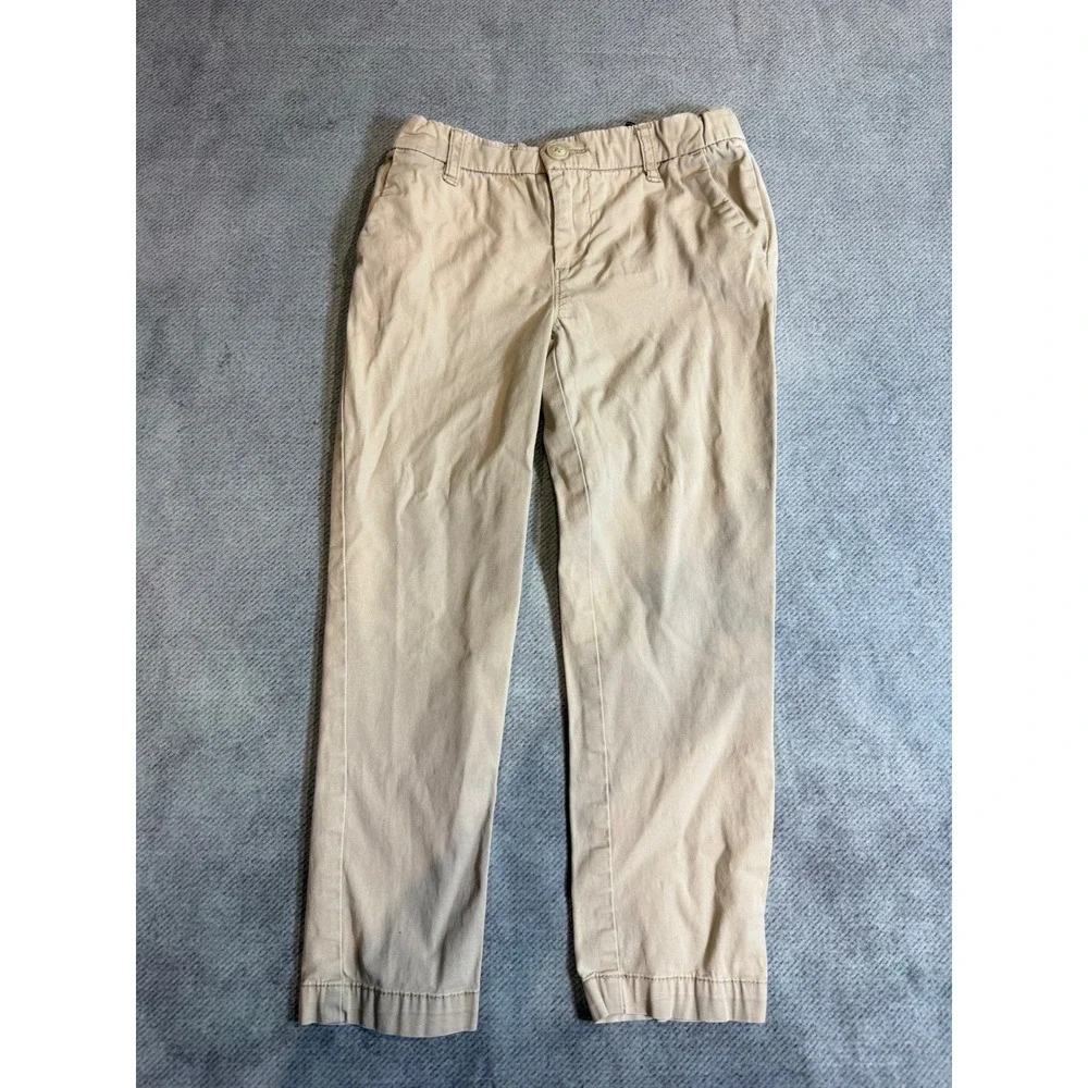 OshKosh Bgosh Boys Khaki Chino Pants Tan Flat Front School Uniform Size 6 6x